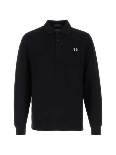 Lung tricou polo Fred Perry cu broderie negru