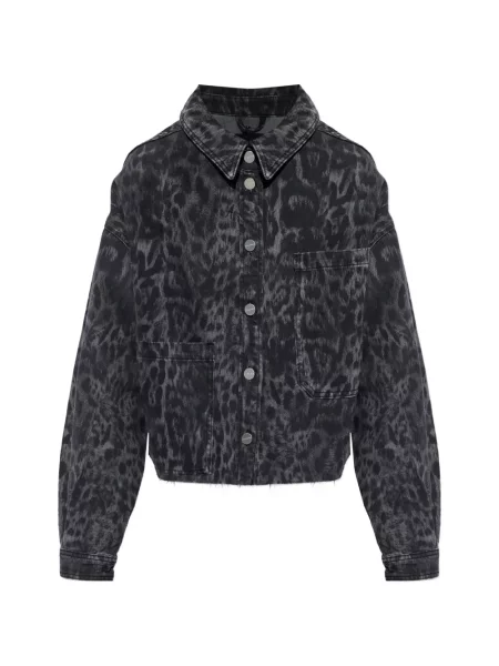 Kurtka jeansowa Allsaints z nadrukiem w panterkę czarna