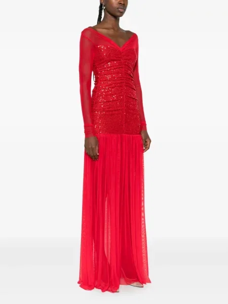 Rochie maxi Atu Body Couture cu paiete plasă de costum roșu