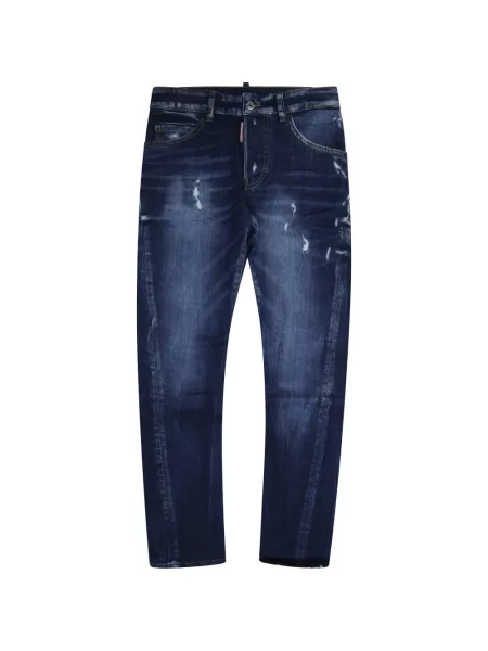 Jeansy straight leg dziecięce Dsquared2 niebieskie