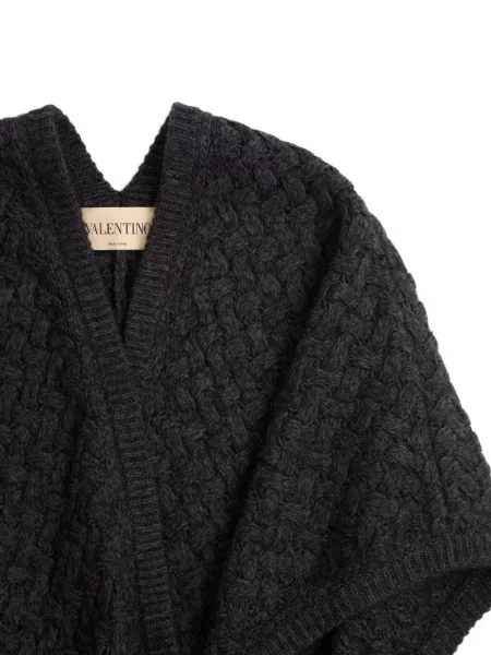 Poncho Valentino Garavani de lână gri