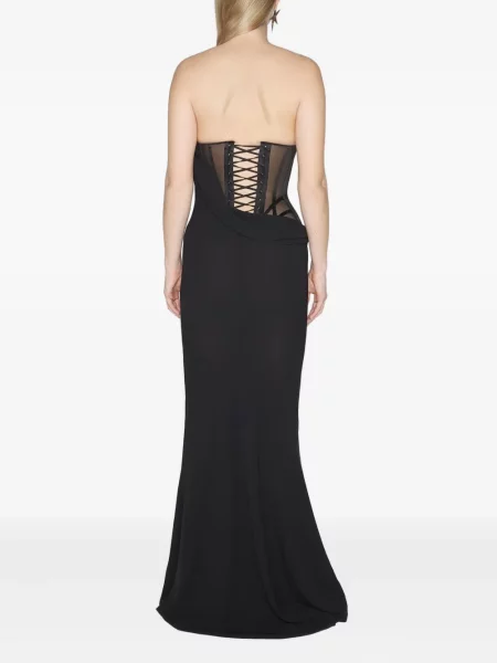 Rochie maxi Mugler drapată negru