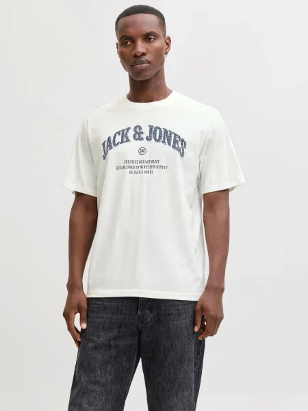 JACK & JONES Tricou JJEDenver albastru / albastru închis alb