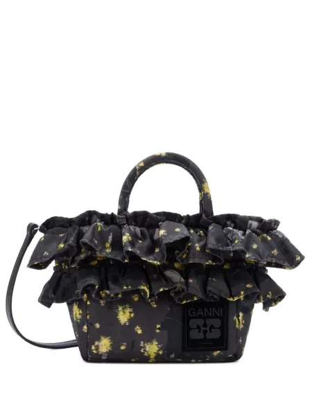 Geantă shopper Ganni cu imagine negru