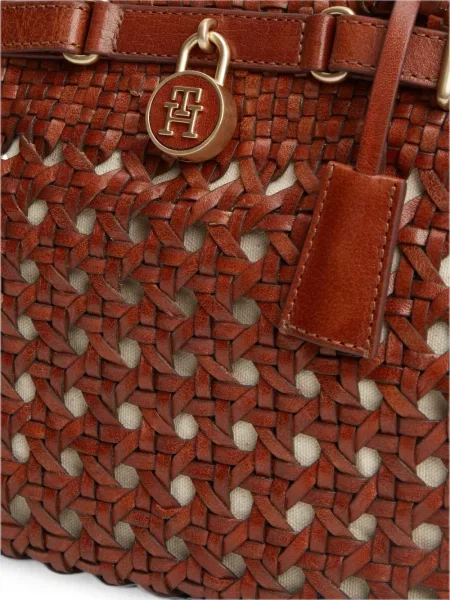 Geantă shopper Tommy Hilfiger din piele maro