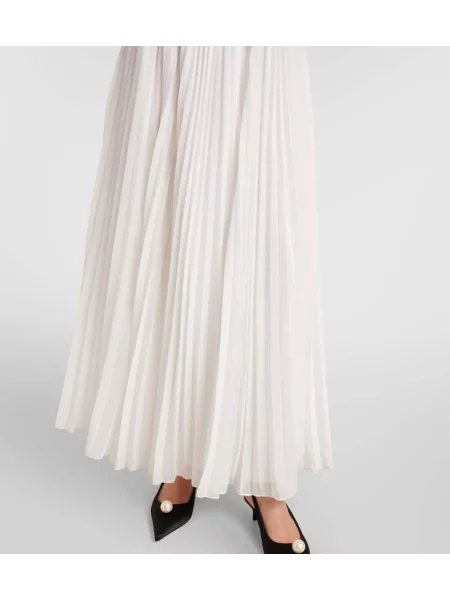 Rochie maxi Self-portrait din șifon plisată de costum negru
