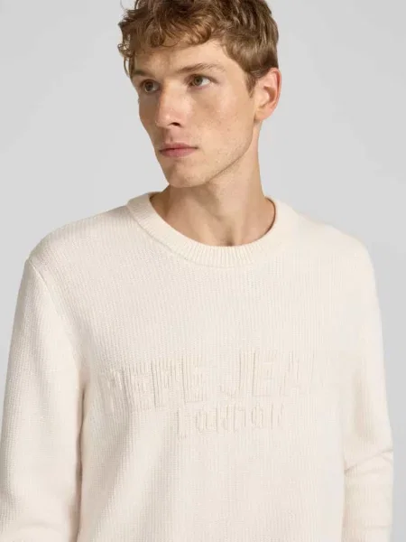 Sweter z dzianiny o kroju regular fit z mieszanki i bawełny model ‘PHINEAS’ Pepe Jeans biały
