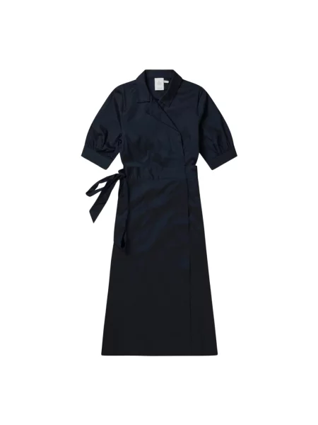 MUNTHE sukienka BOBULA midi rozkloszowana granatowy