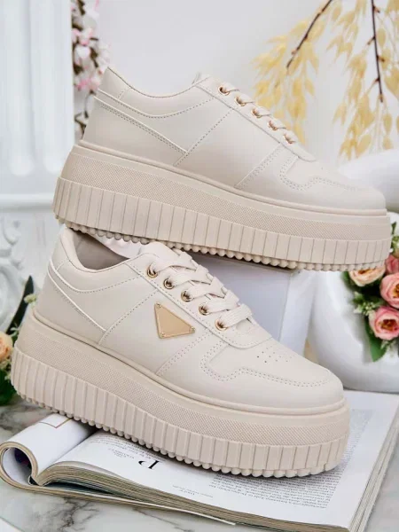 Sneakerși Resti din piele cu platformă cu imagine
