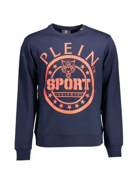 Pulover Plein Sport cu imagine cu decolteu rotund cu dungi de tigru albastru
