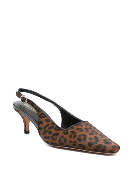 Pantofi cu toc Twinset cu model leopard slingback maro