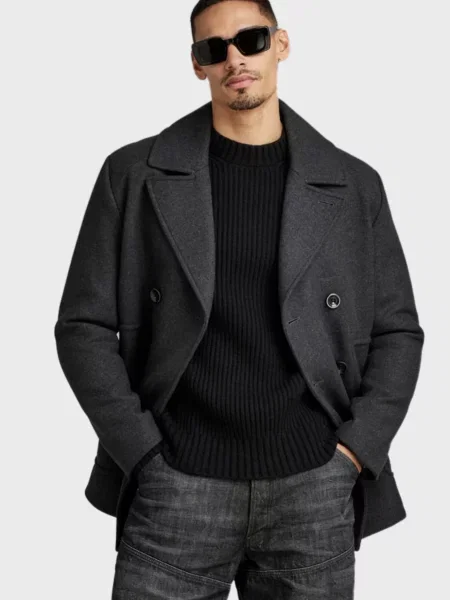 Шерстяное пальто G-star Raw серое