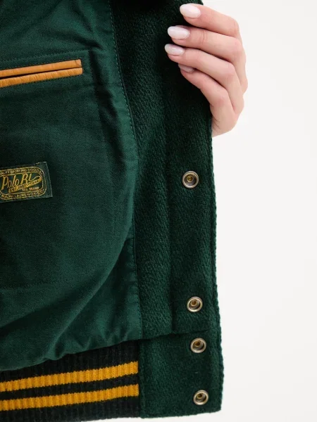 Шерстяная демисезонная куртка Polo Ralph Lauren зеленая