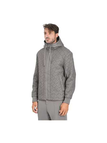 Bluza z zamkiem błyskawicznym dwustronnym i stójką Armani Exchange szara