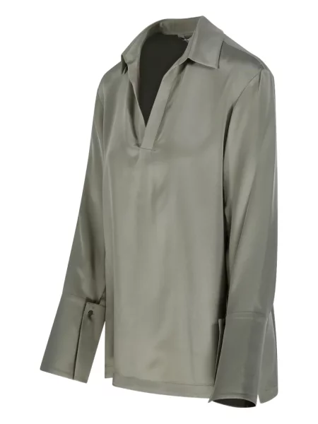 Bluză Max Mara cu decolteu în V lungă verde