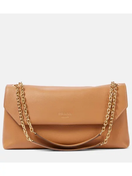 Usnjena torbica Prada rjava