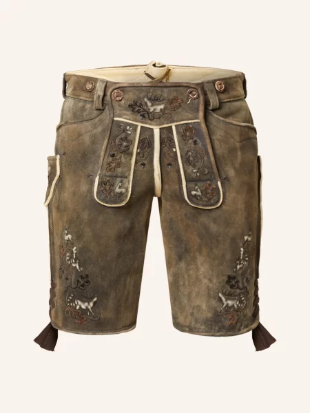 Beckert Kožené Krojové Kalhoty Meran tmavě hnědá