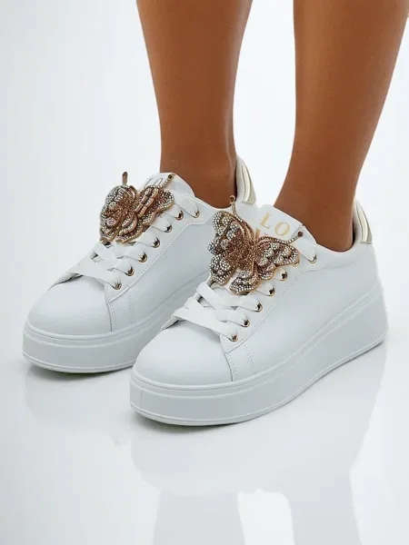 Sneakerși Resti cu platformă alb