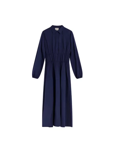 Sukienka koszulowa Semicouture z długim rękawem niebieska