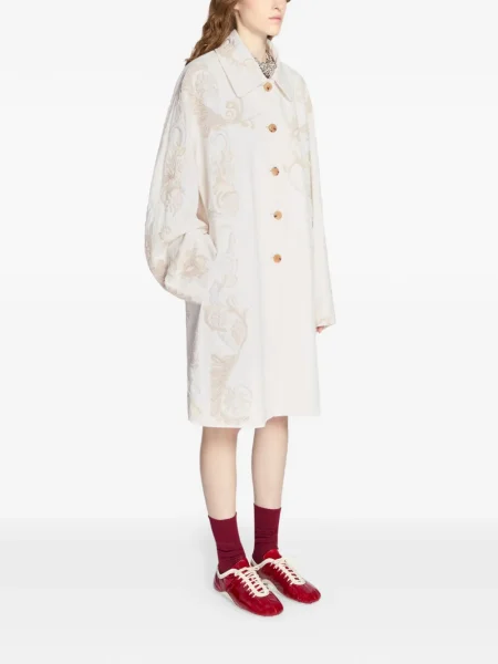 Palton Dries Van Noten cu broderie în linie A alb