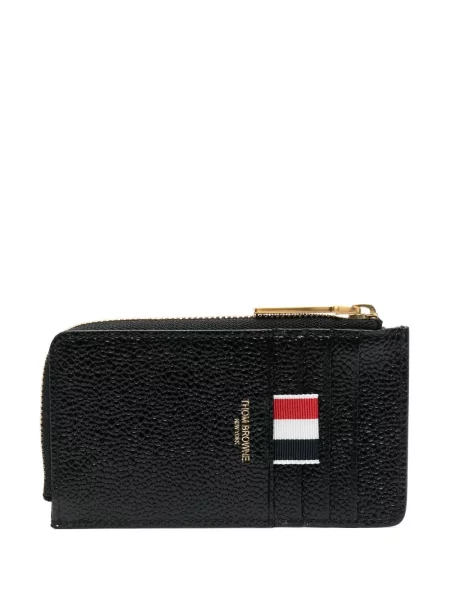 Portofel Thom Browne din piele de jumătate de fermoar negru