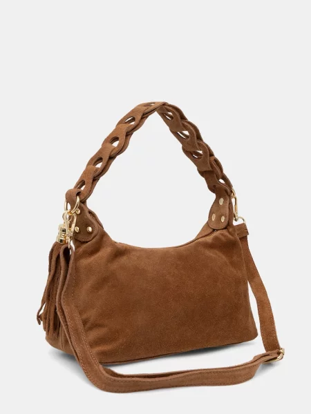 Answear.LAB чанта crossbody дамска от велур кафяво