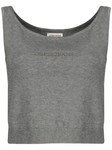 Копринен топ Guess Jeans сиво