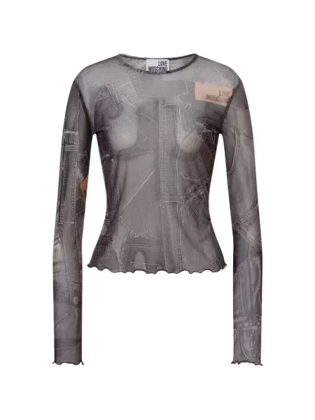 Tricou Love Moschino plasă gri