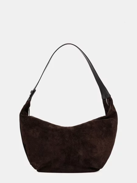 Answear.LAB geanta de mana din piele intoarsa maro