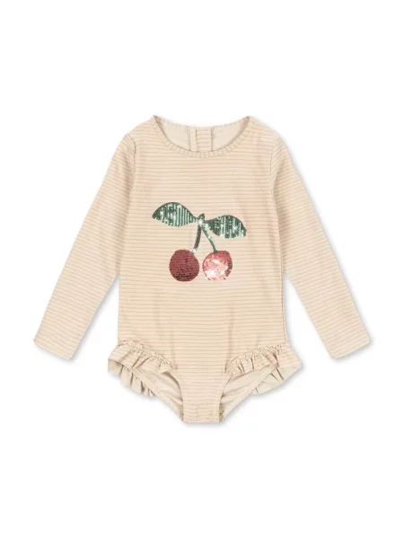 Konges Sløjd Jednodílné dětské plavky JADE LS SWIMSUIT béžové