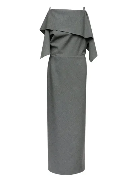 Rochie maxi Mm6 Maison Margiela cu volane de costum gri