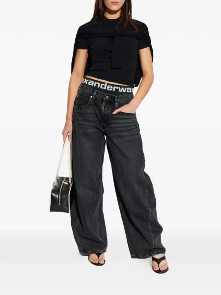Tricou Alexander Wang cu broderie negru