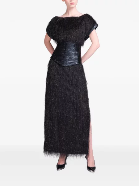Rochie maxi Baruni cu franjuri negru
