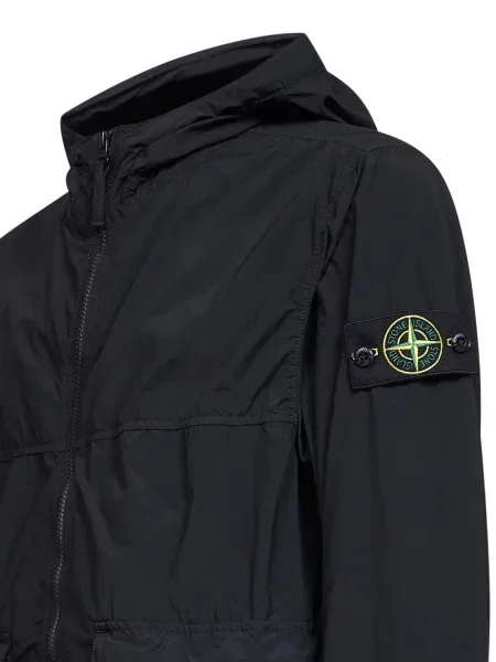 Geacă Stone Island cu glugă cu strasuri negru