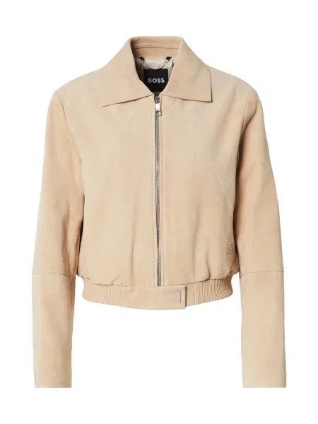 BOSS geacă din piele întoarsă Salene negru