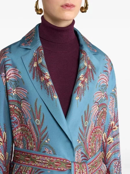 Geacă Etro de mătase cu imagine cu model paisley albastru