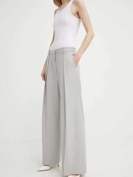 Day Birger et Mikkelsen pantaloni din lana lat high waist gri