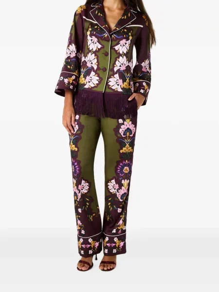 Pantaloni Borgo De Nor cu model floral cu imagine verde