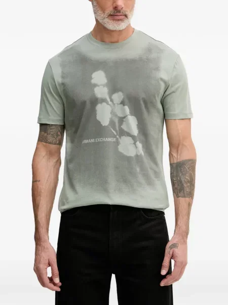 Tricou Armani Exchange cu model floral cu imagine verde