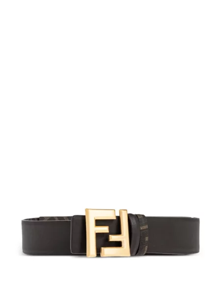Reversibil curea Fendi din piele cu autograf maro