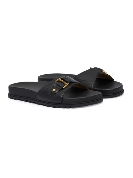 Ralph Lauren Obuwie Kobieta 37 EU Skóra Tasha Klapki Lauren Ralph Lauren czarny