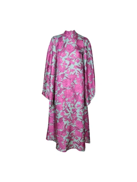 Lniana sukienka midi La Doublej do kolan garniturowa różowa