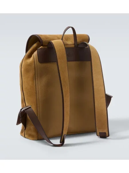 Rucsac Valentino Garavani din piele de căprioară bej