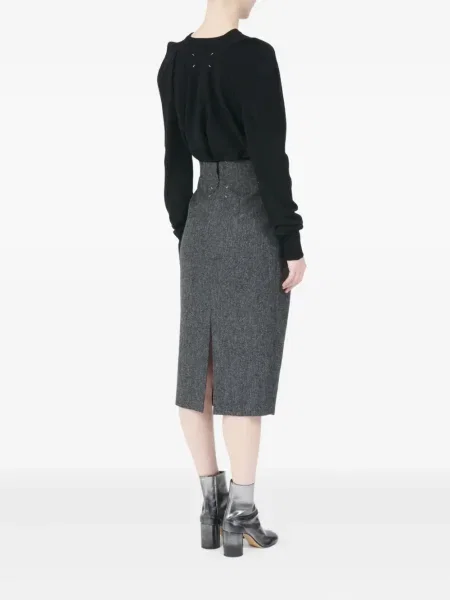 Fusta plisata Maison Margiela plisată până la genunchi gri