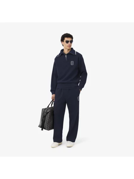 Lacoste Bluza Na Ze Stójką I Naszywką Luźny Krój granatowa