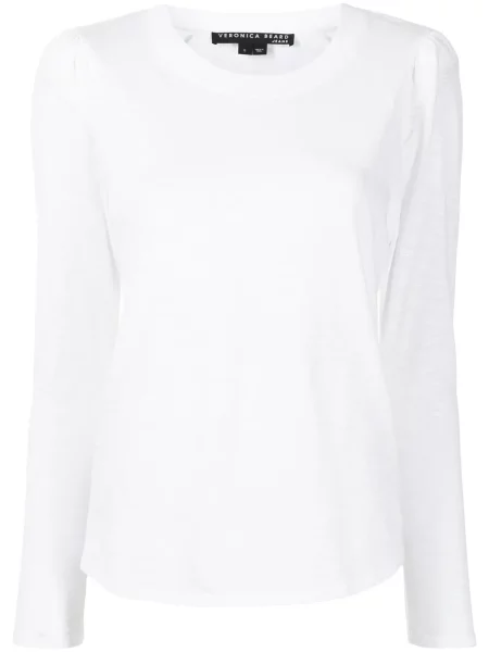 Tricou Veronica Beard cu decolteu rotund lung alb