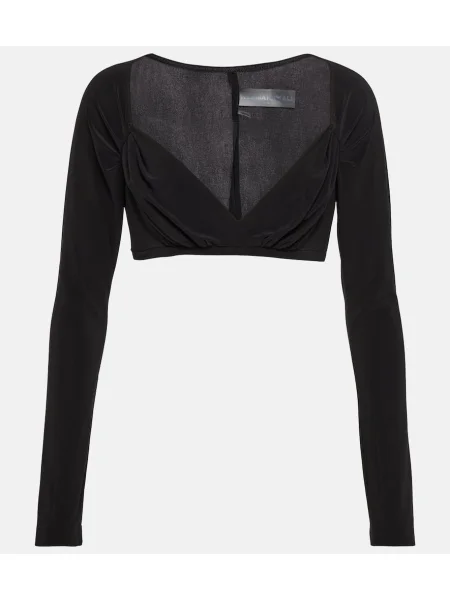Top Norma Kamali z dżerseju o krotszym kroju czarny