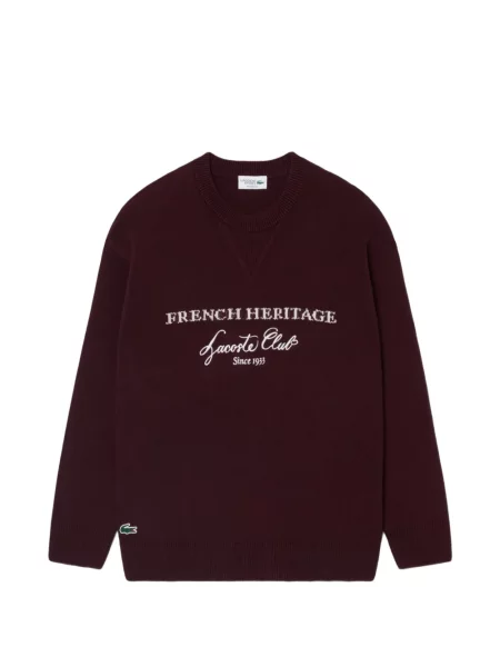 Pulover Lacoste cu broderie roșu