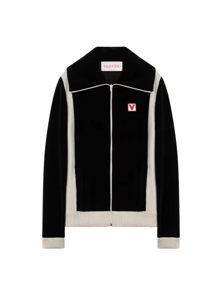 Lniany kardigan Valentino Garavani czarny