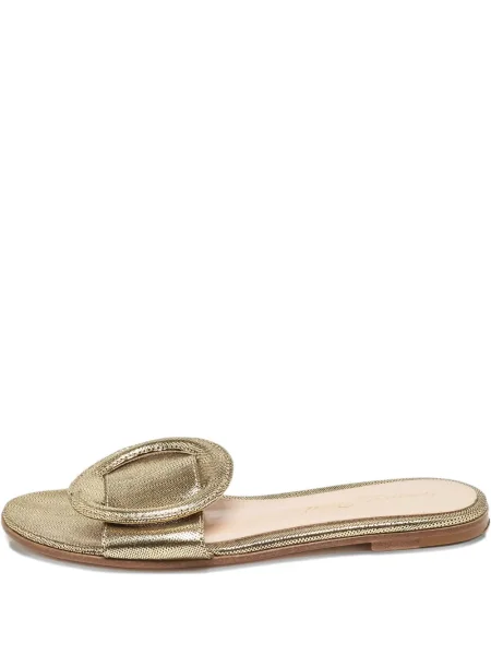 Sandale Gianvito Rossi din piele de căprioară cu cataramă galben